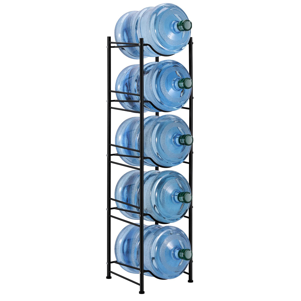 Smusei 5-gallon water bottle holder, front view, compact vertical design for home or office organization