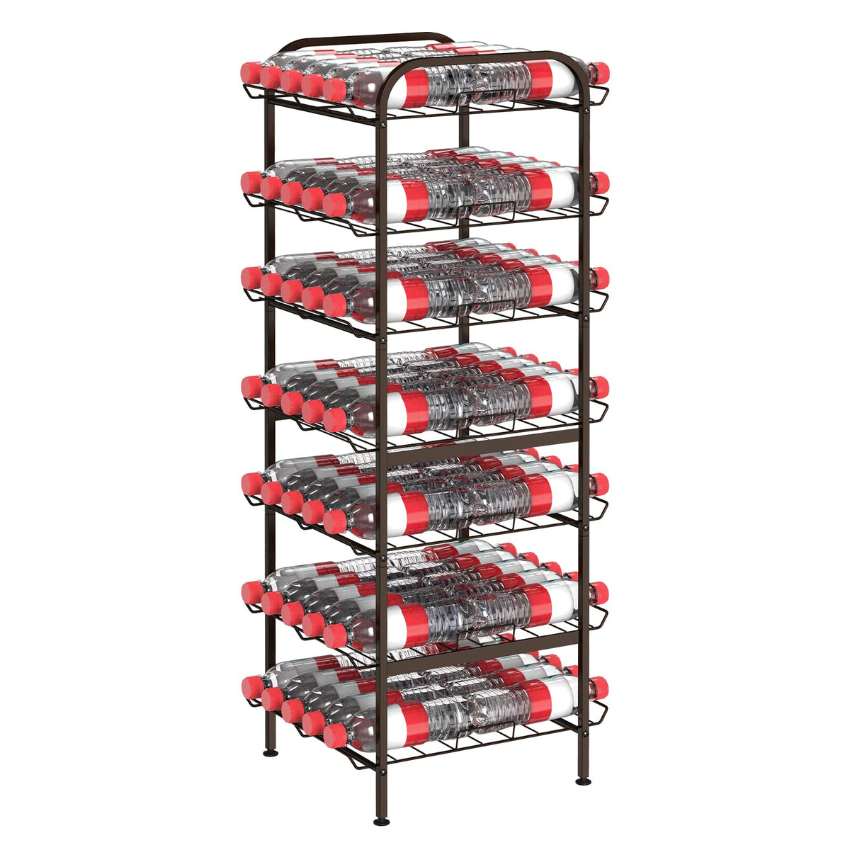 smusei water bottle organizer 7-tier in bronze keeps bottles organized and accessible.