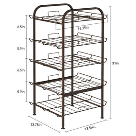 Smusei water bottle rack, side view, highlights bronze finish and vertical storage