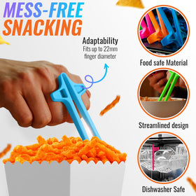 SNACTIV LITE finger chopsticks closeup gripping snacks during gaming