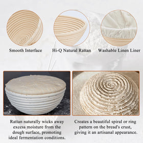 SnailDigit Banneton natural-rattan-material highlights chemical-free construction for safe dough contact.