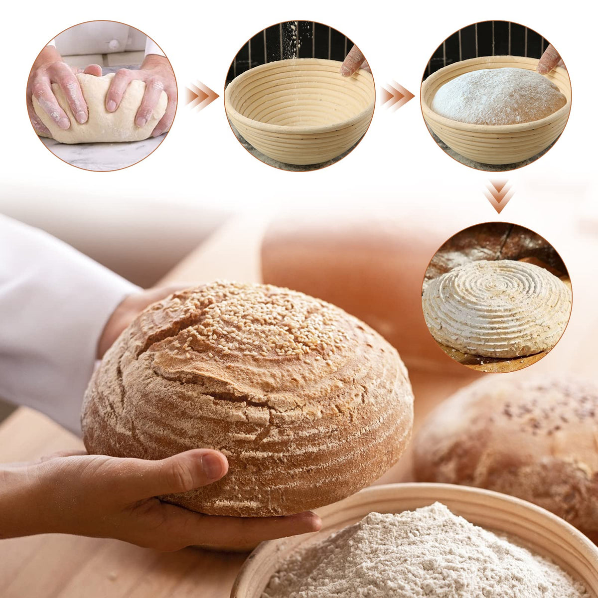SnailDigit Banneton open-weave-pattern promotes airflow for a crisp crust.