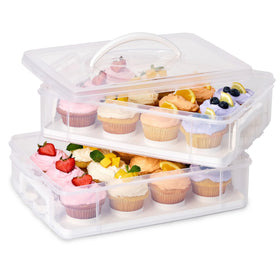 Snapware 2-layer carrier with cupcake-tray insert for secure transport of cupcakes