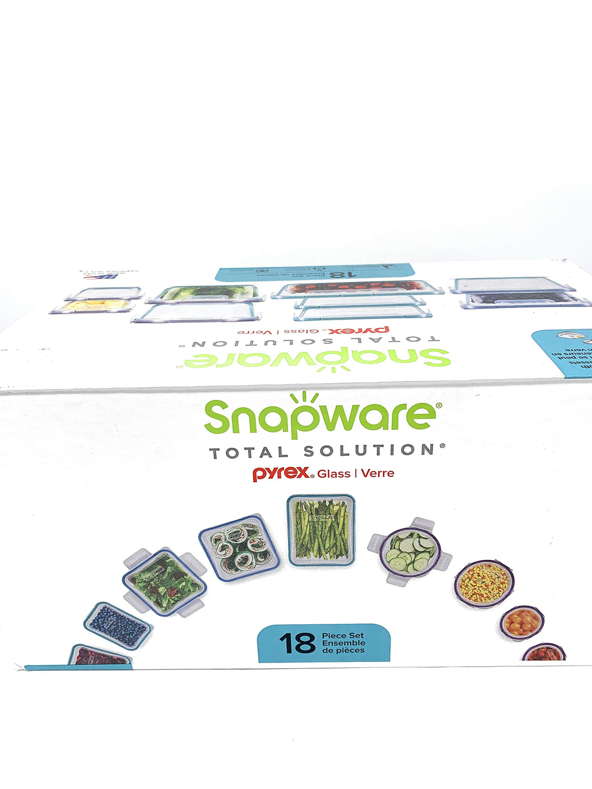 Close-up of airtight, leak-proof snap tabs on Snapware lid.