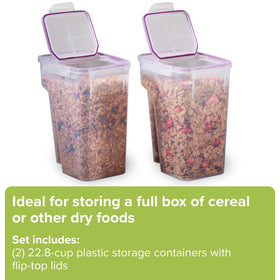 Snapware stackable design saves space and improves pantry organization.