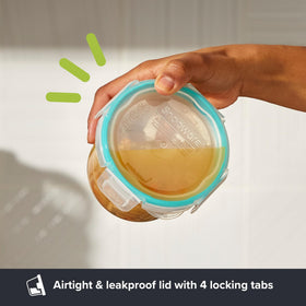 Snapware 1-2-cup round container showcases compact portions for snacks on the go