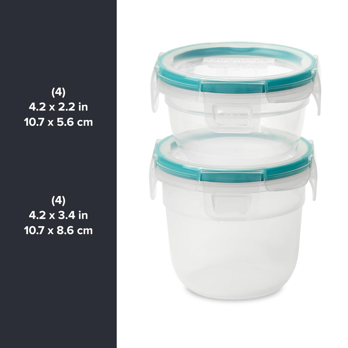 Snapware 2-cup round container with lid highlights stackable, space-saving storage