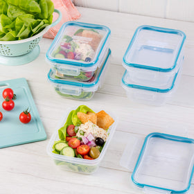 Airtight leakproof lids with four locking tabs keep foods fresh