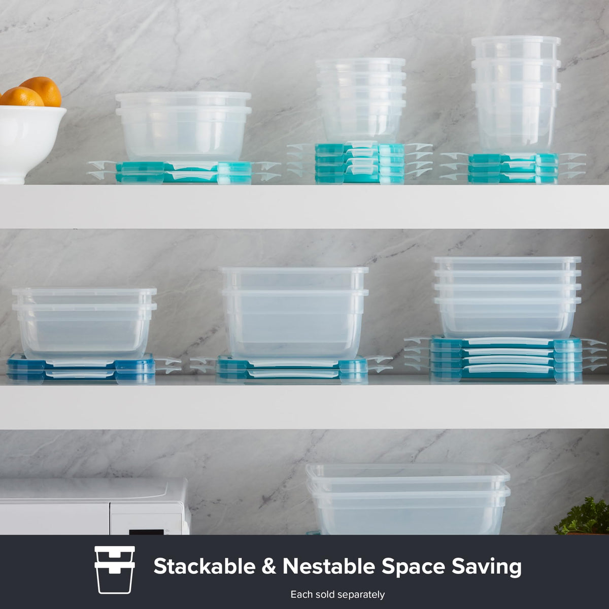 Snapware lid with four locking tabs ensures secure, leak-proof sealing