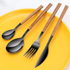 SNBNX simulated wood effect handle flatware with elegant grip