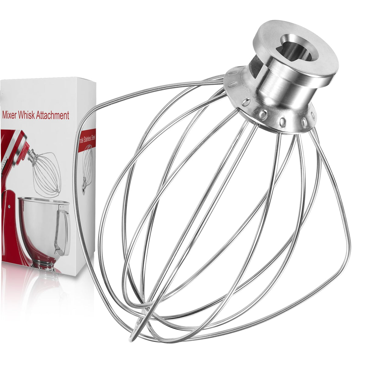 SnnyNyx K45WW 6-wire whip attachment enhances air incorporation for fluffy batters.