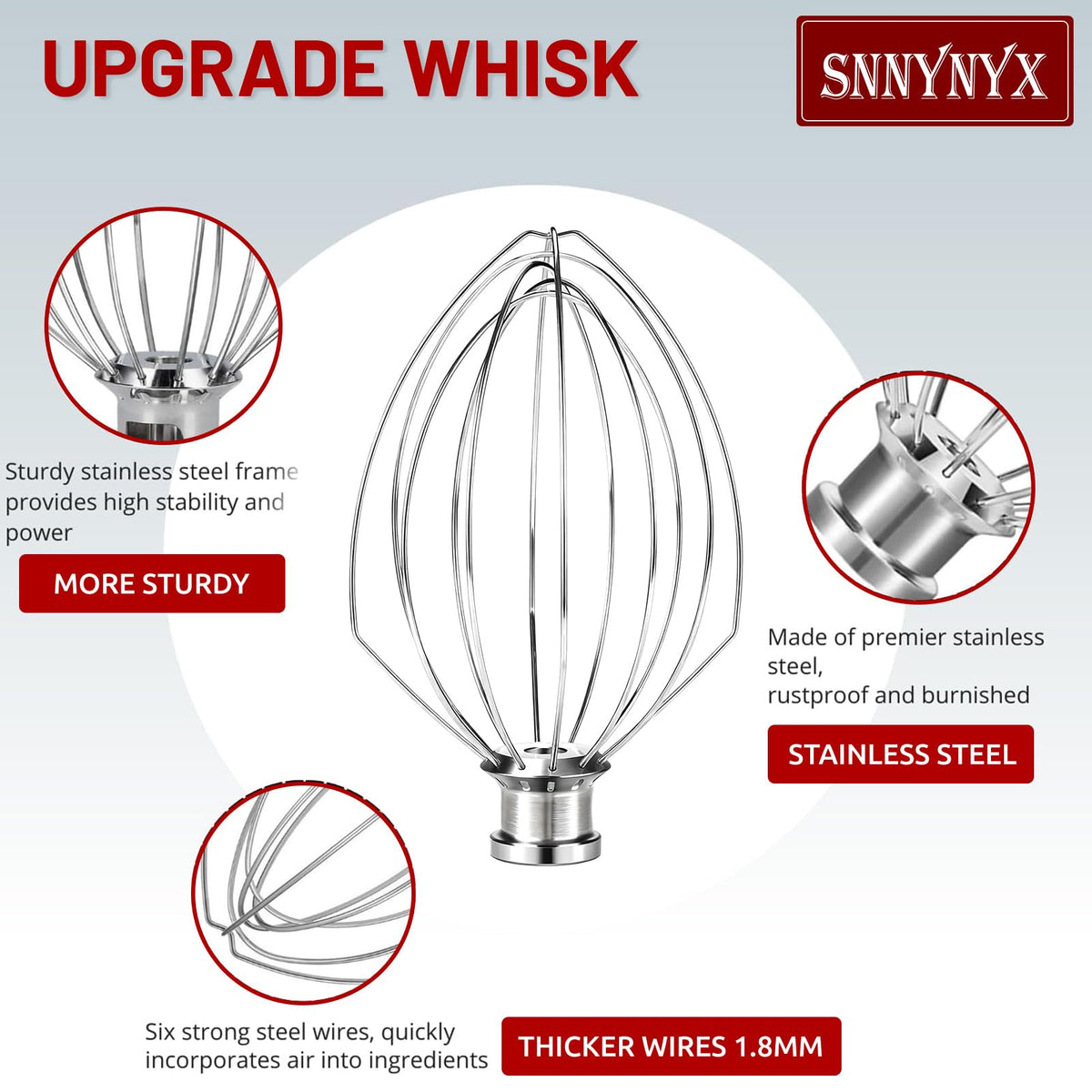High-grade 304 stainless steel SnnyNyx K5A 6-wire whip construction
