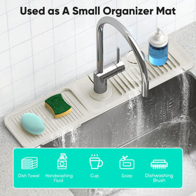 Snoquir 24in beige faucet mat in kitchen view beside sink.