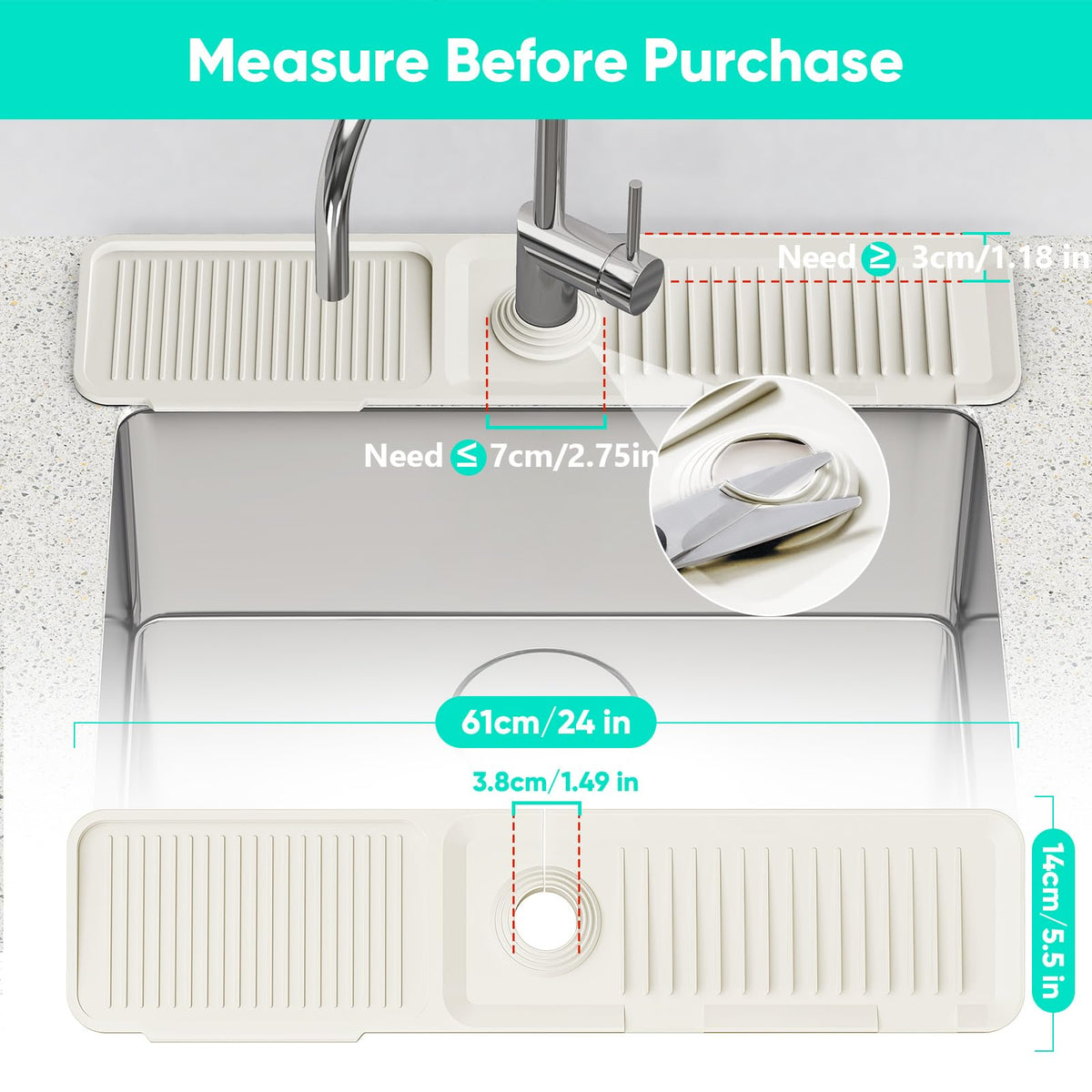 Snoquir silicone splash guard draining action demonstrates quick water run-off.