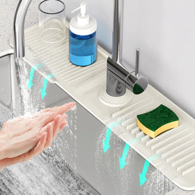 Snoquir 24-inch faucet mat front view showing full coverage and splash control.