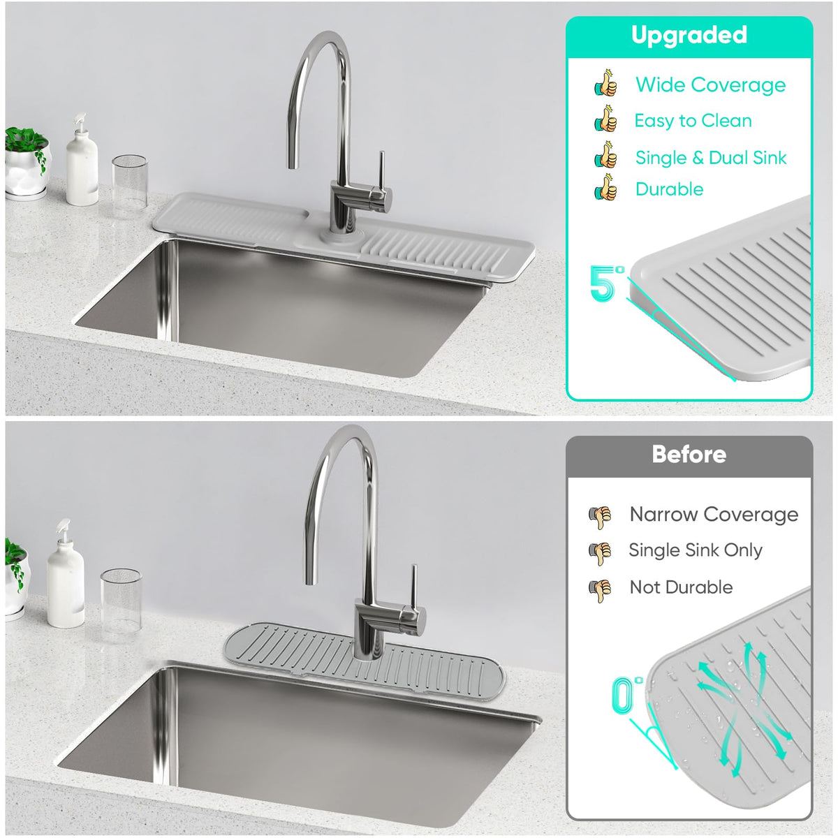 Snoquir bathroom multiuse mat serves as a shelf for essentials.