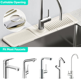 Snoquir bathroom setup using mat as shelf for toothbrush and sanitizer.