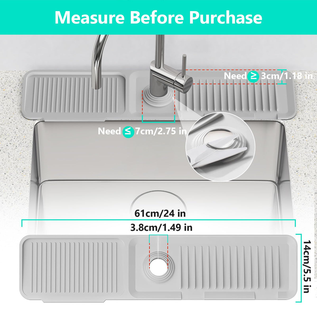 Snoquir longer faucet mat silicone surface stays easy to clean.