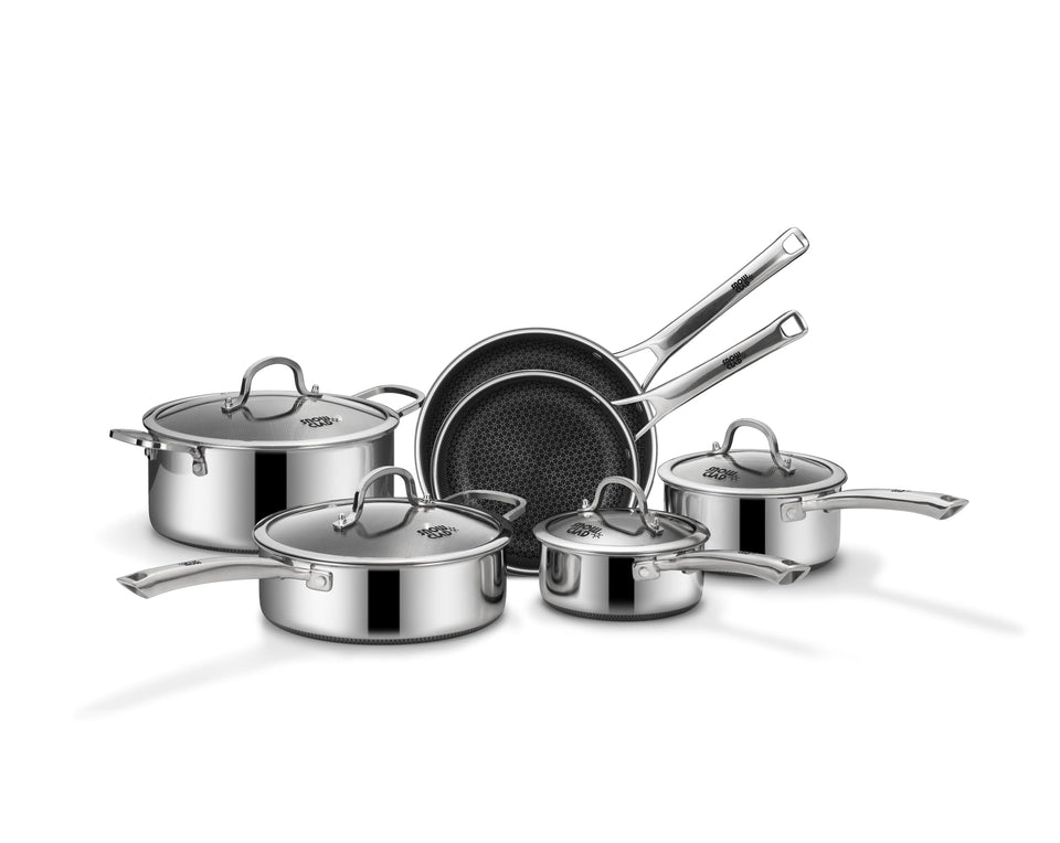 Snowclad 10-piece induction cookware set ready for versatile daily cooking.