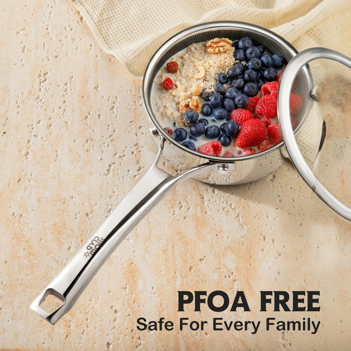 SNOWCLAD 12-inch frying pan handles larger meals with even heat distribution.