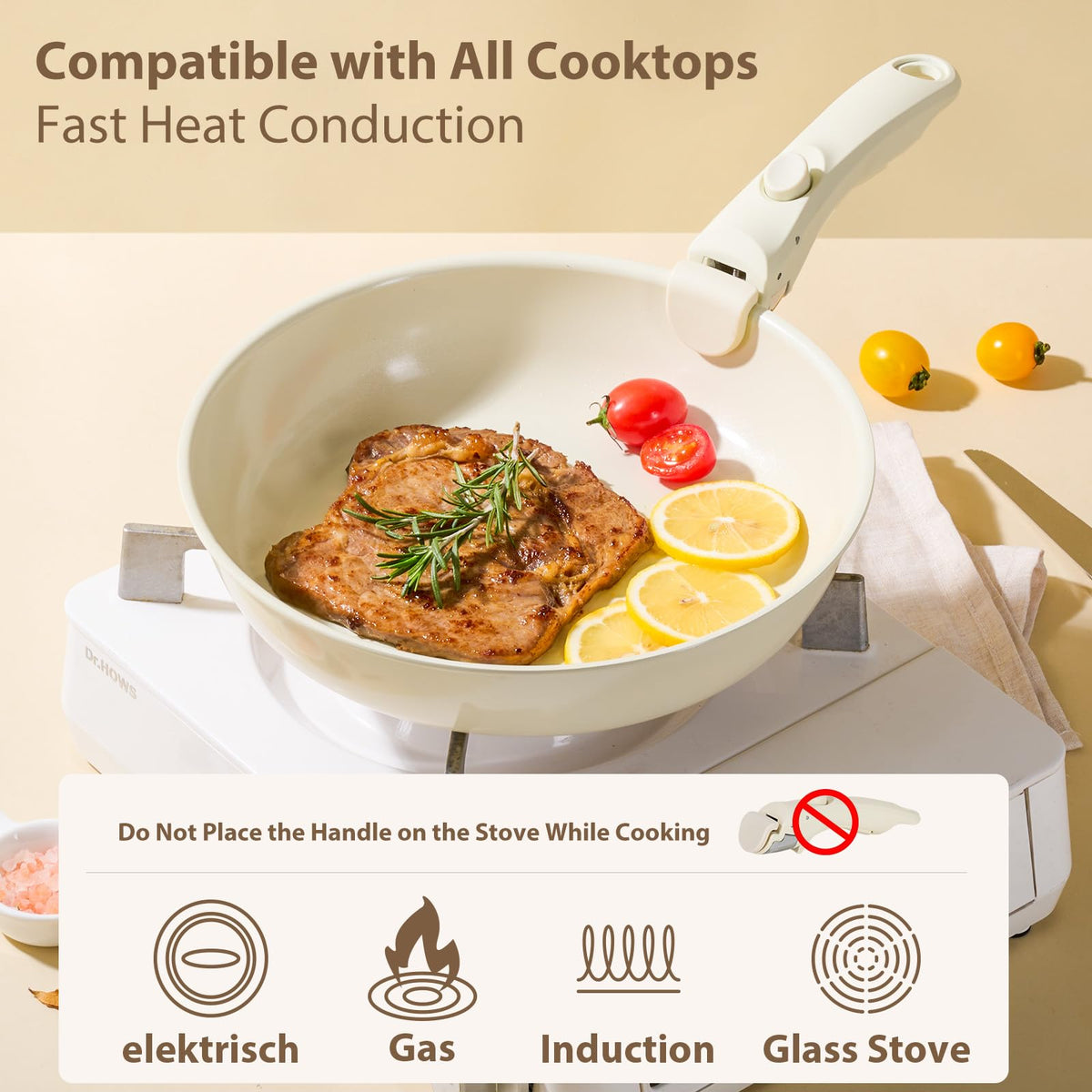 SnowClad ceramic nonstick coating on pan aids easy release and cleaning after cooking.