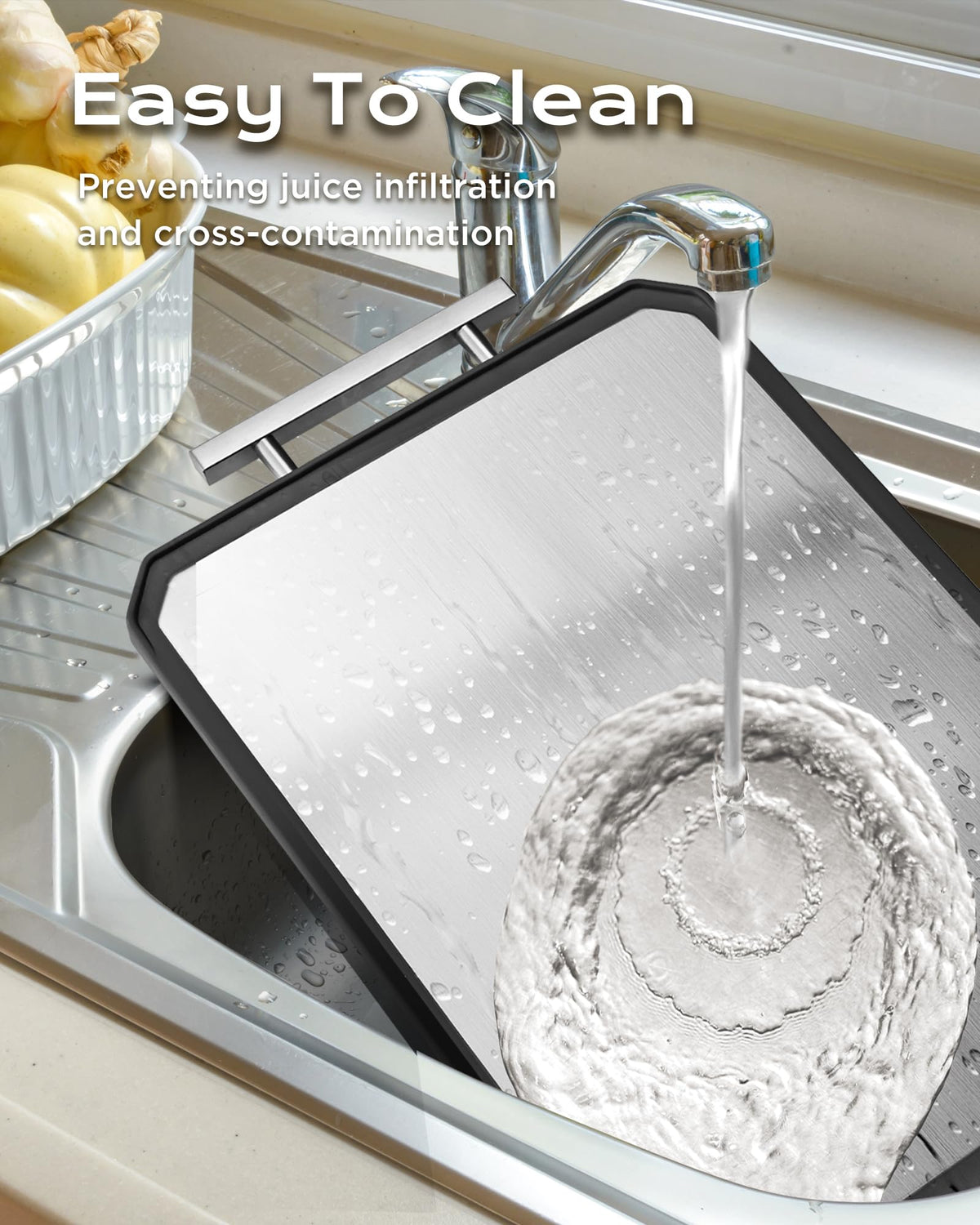 SNOWCLAD stainless steel handle provides secure grip and easy hanging