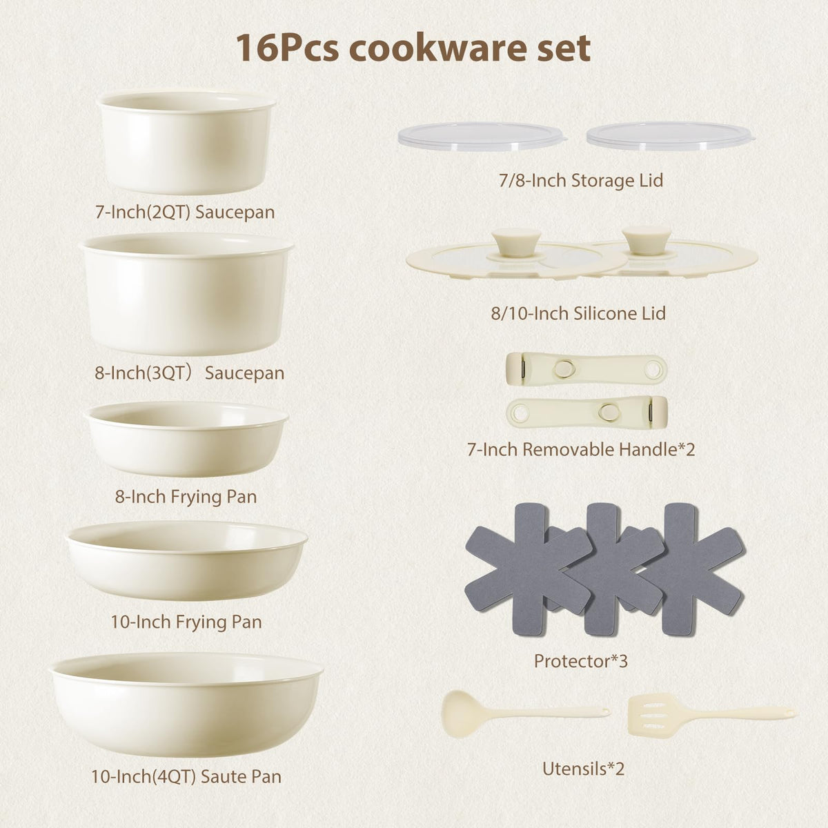SnowClad induction-compatible cookware ready for induction, gas, and electric stoves.