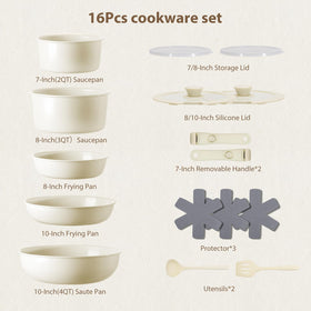SnowClad induction-compatible cookware ready for induction, gas, and electric stoves.