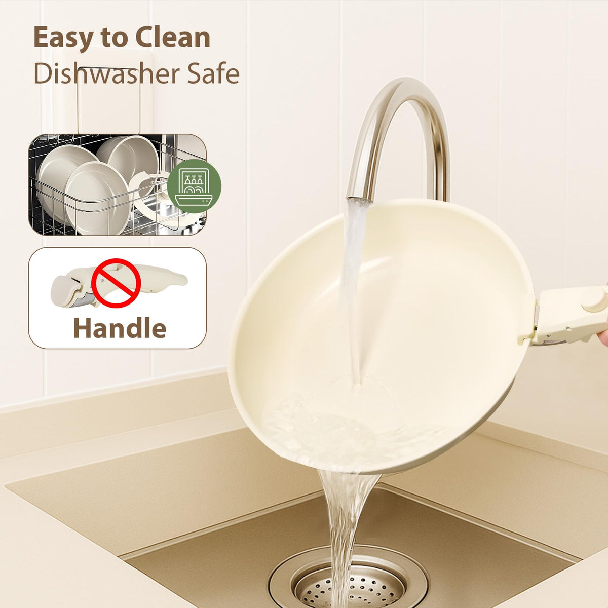 SnowClad detachable-handle system helps stack and store efficiently.