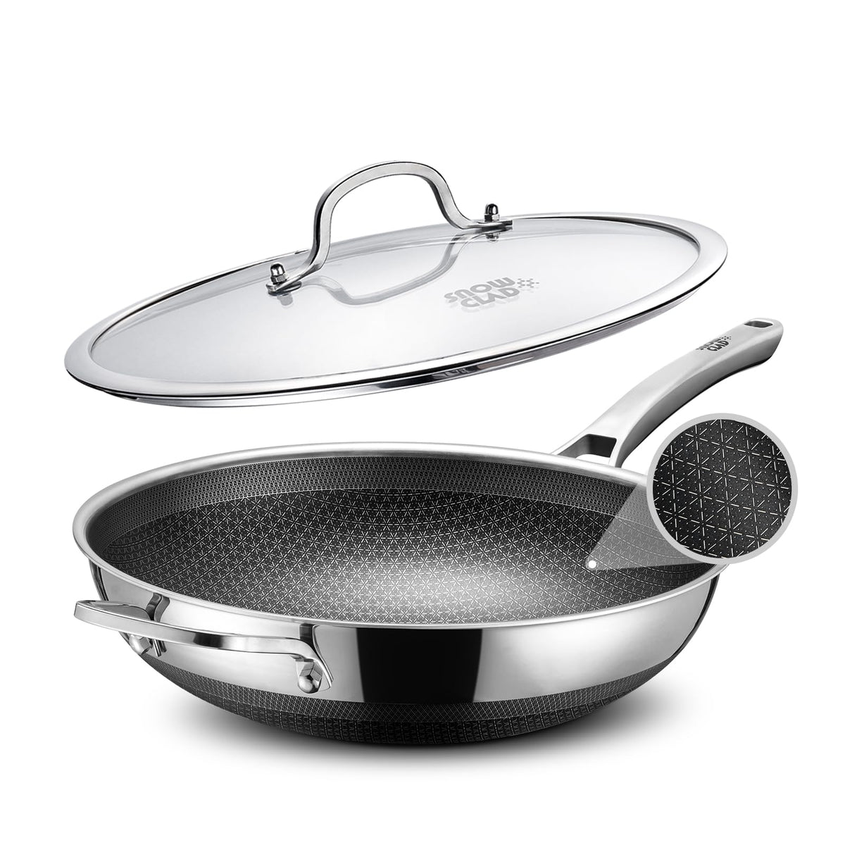 Snowclad Wok 13-inch full view showing large cooking surface