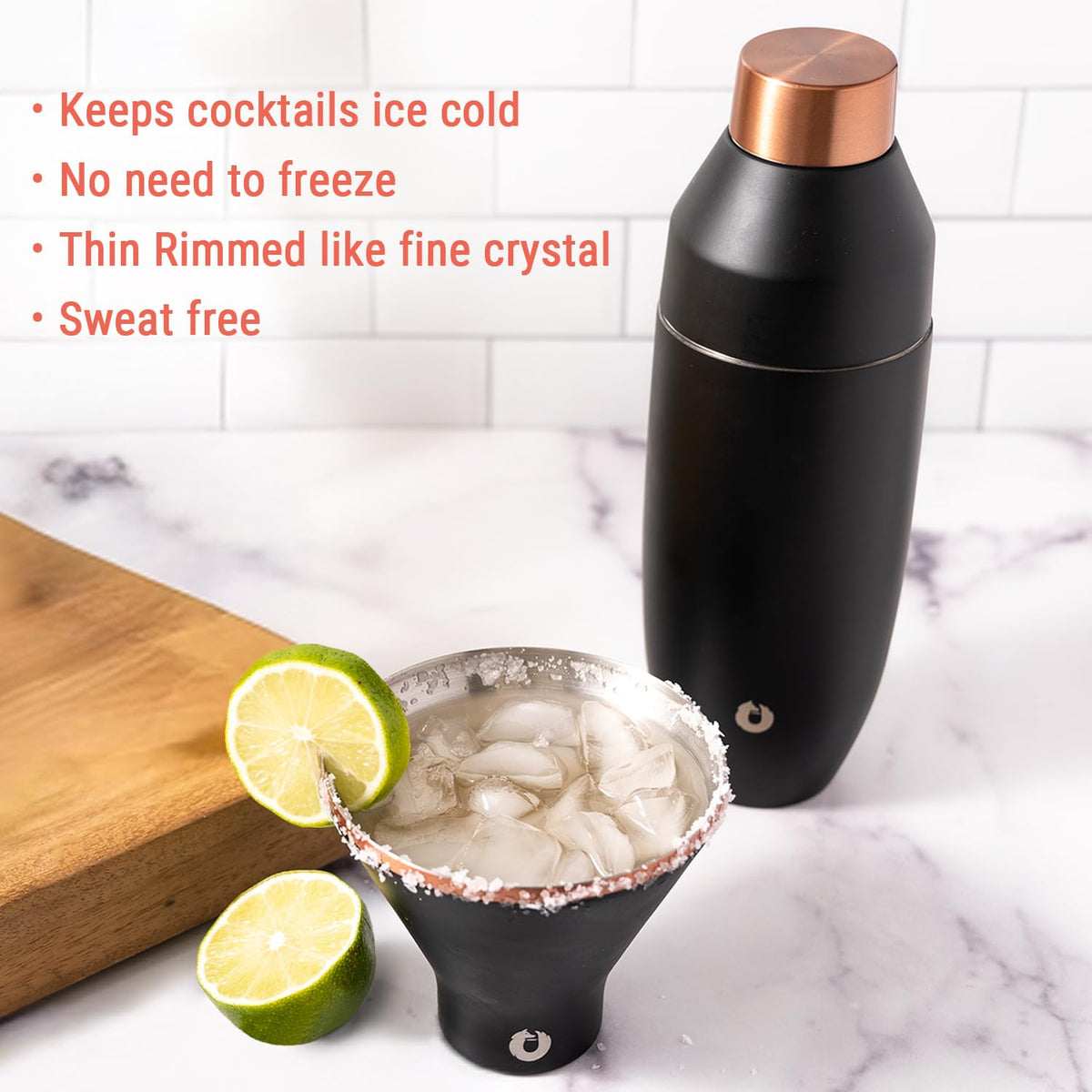 Snowfox black and gold finish martini glass adds elegant flair.