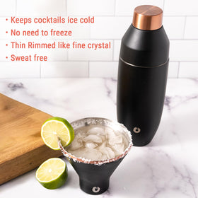 Snowfox black and gold finish martini glass adds elegant flair.