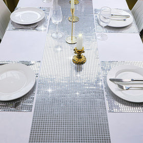 Snowkingdom cut to placemats disco runner demonstrating versatile glam placements