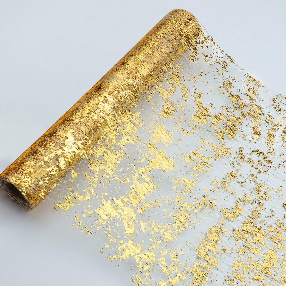 Snowkingdom glitter gold table runner 11x49ft for elegant wedding decor
