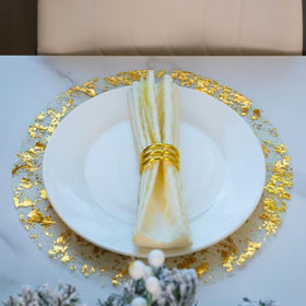 Snowkingdom gold foil mesh laminate placemats for disposable party table decor