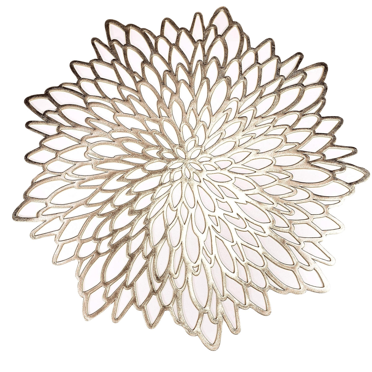 Snowkingdom gold metallic leaf placemats shine for festive dining and holidays
