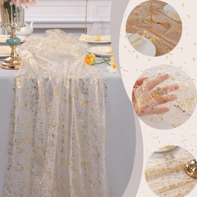 Snowkingdom gold sequin foil pattern catches light for glamorous centerpieces
