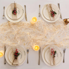 Snowkingdom glittery table runners for romantic settings