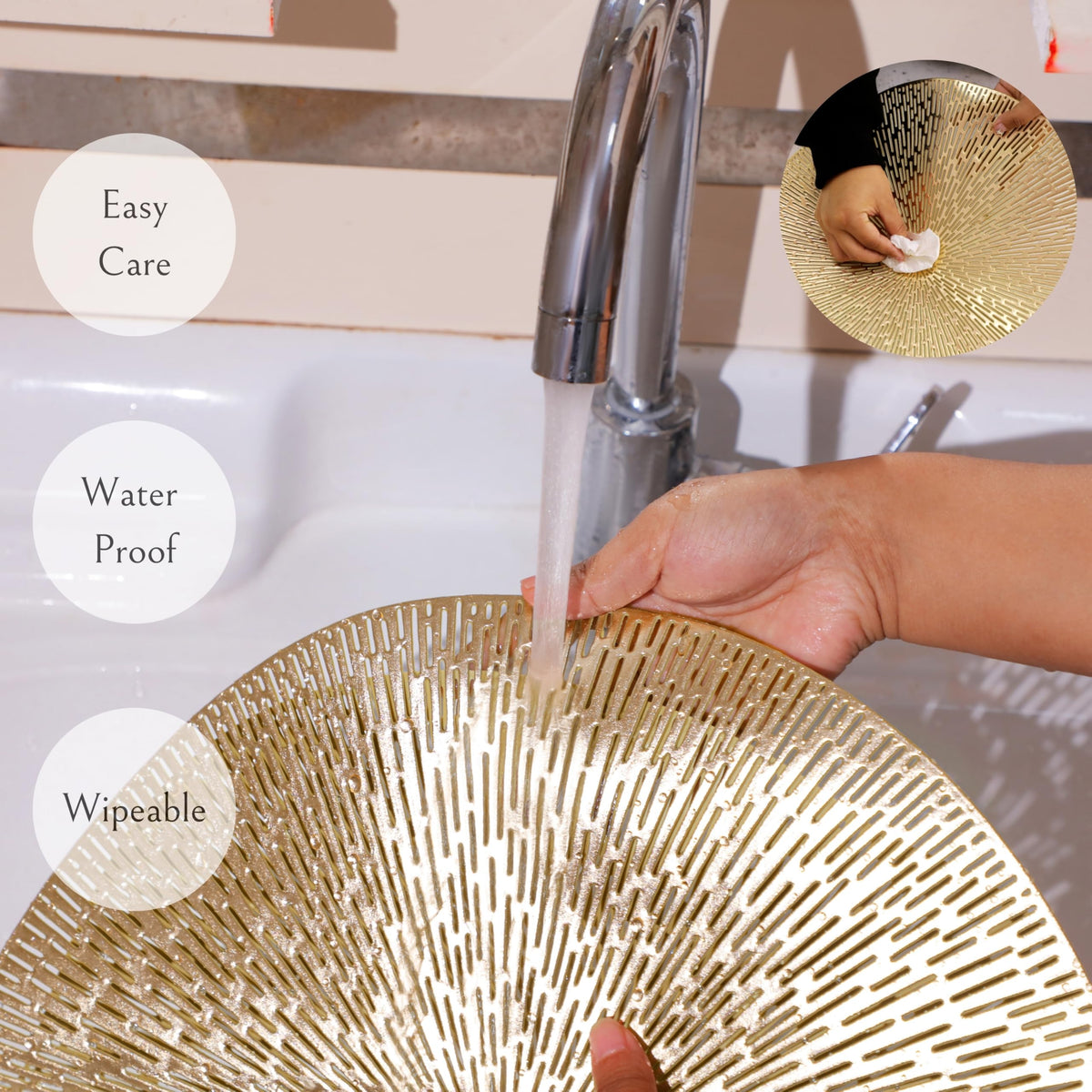 Snowkingdom heat-resistant placemats guard tables from hot dishes.