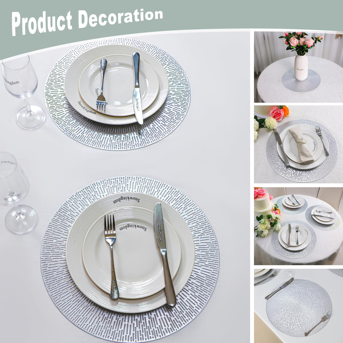 Snowkingdom heat-resistant placemats protect tabletops from warm dishes.