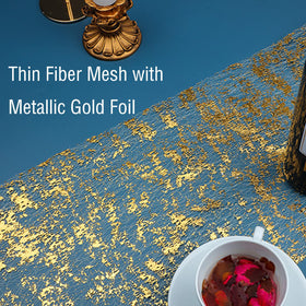 Snowkingdom metallic gold foil runner catches light and enhances photos.