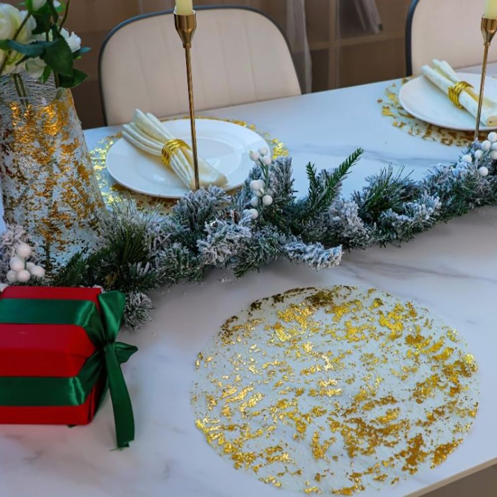 Snowkingdom multipurpose mats pair with centerpieces and candles.