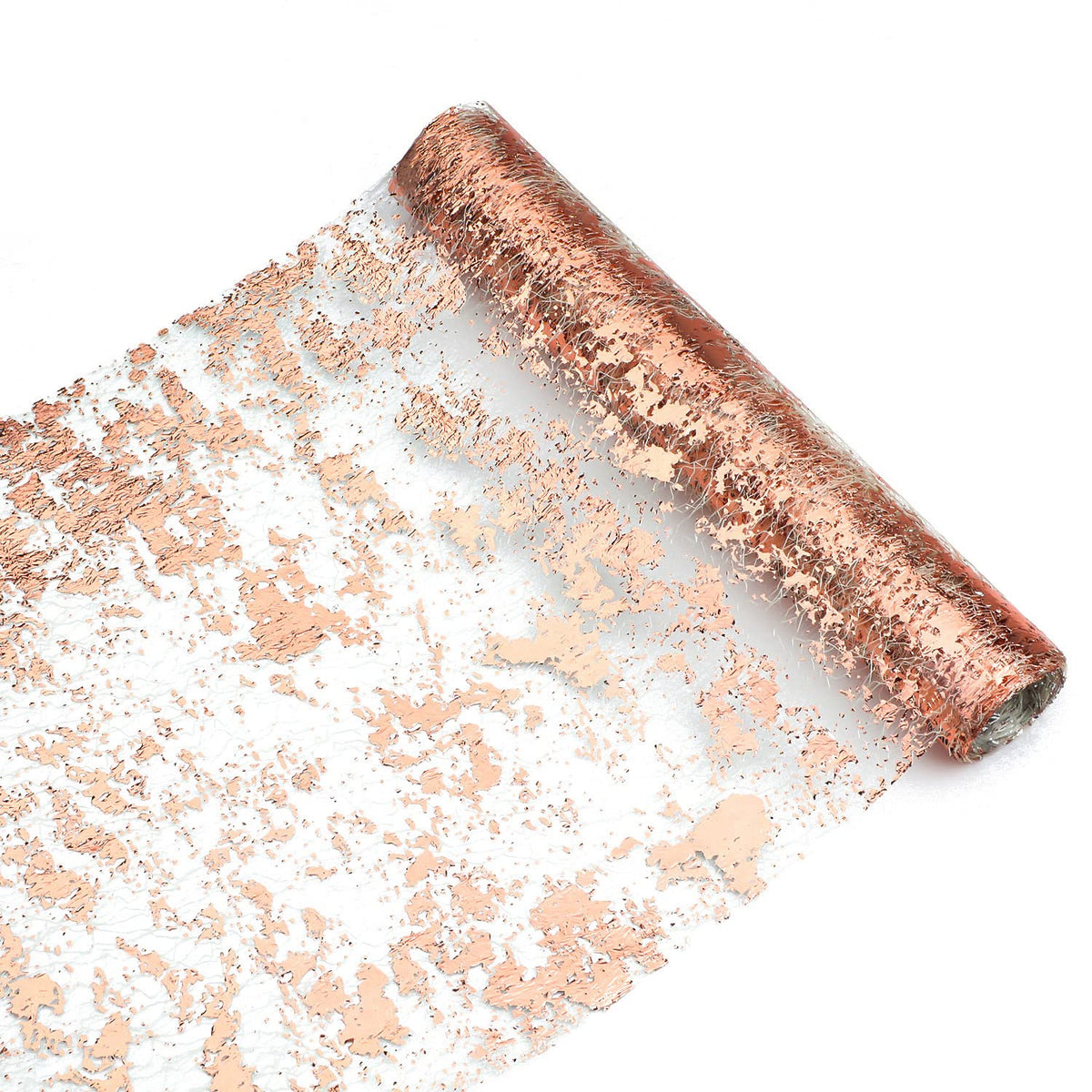 Snowkingdom rose gold table runner with glitter enhances wedding table decor