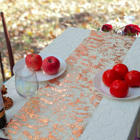 Snowkingdom rose gold runner creates shimmering centerpiece base