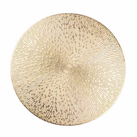 Snowkingdom round placemats gold metallic 15-inch protect surfaces during meals and celebrations.