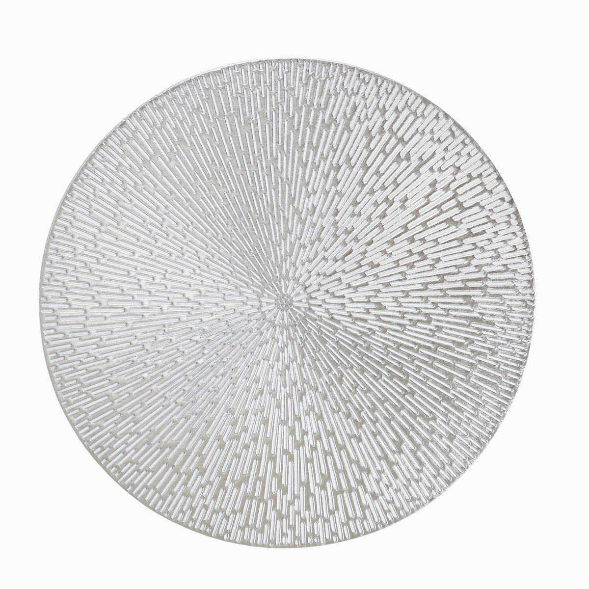Snowkingdom silver round placemats, 15-inch set of 6, protect surfaces during meals.