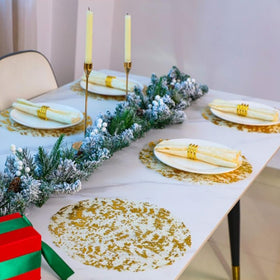 Snowkingdom wedding table glam placemats enhance festive dining ambiance