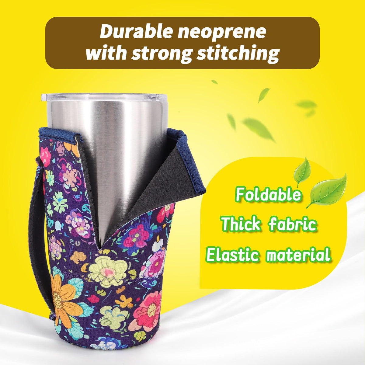 Snowso colorful sleeve display shows reusable option for cold beverages.