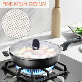 Snowyee grease splatter guard 25cm helps keep pan area clean.