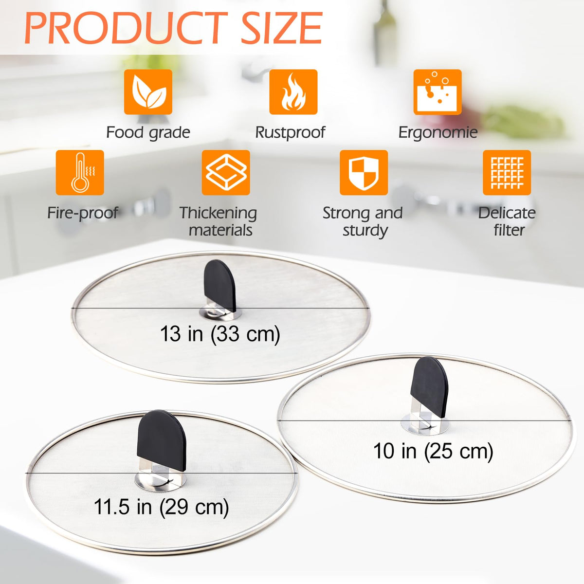 Snowyee grease splatter guard 29cm shields oil splashes during cooking.